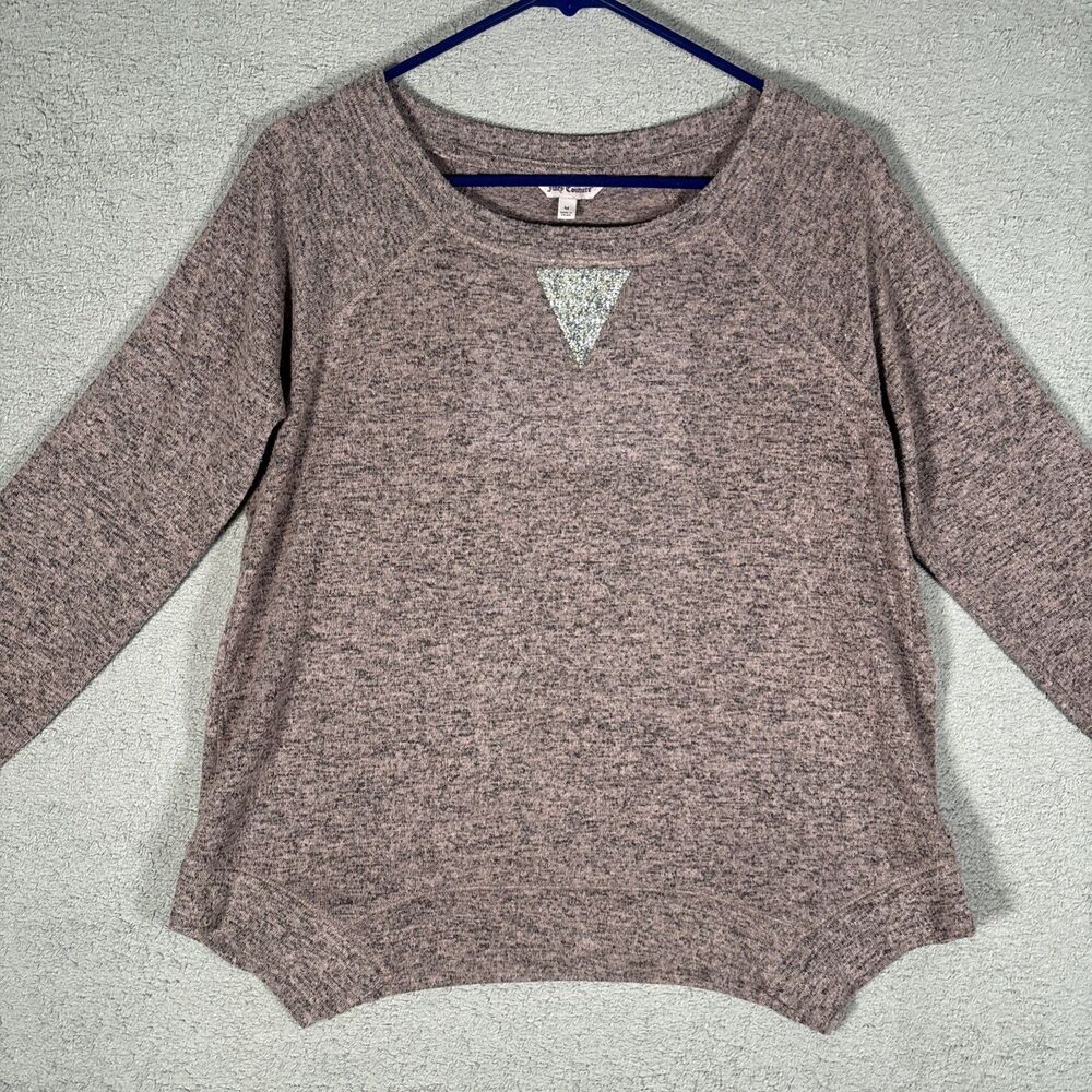 Juicy Couture Shirt Women’s Size M Rhinestones Studded Long Sleeve Speckle Pink‎
